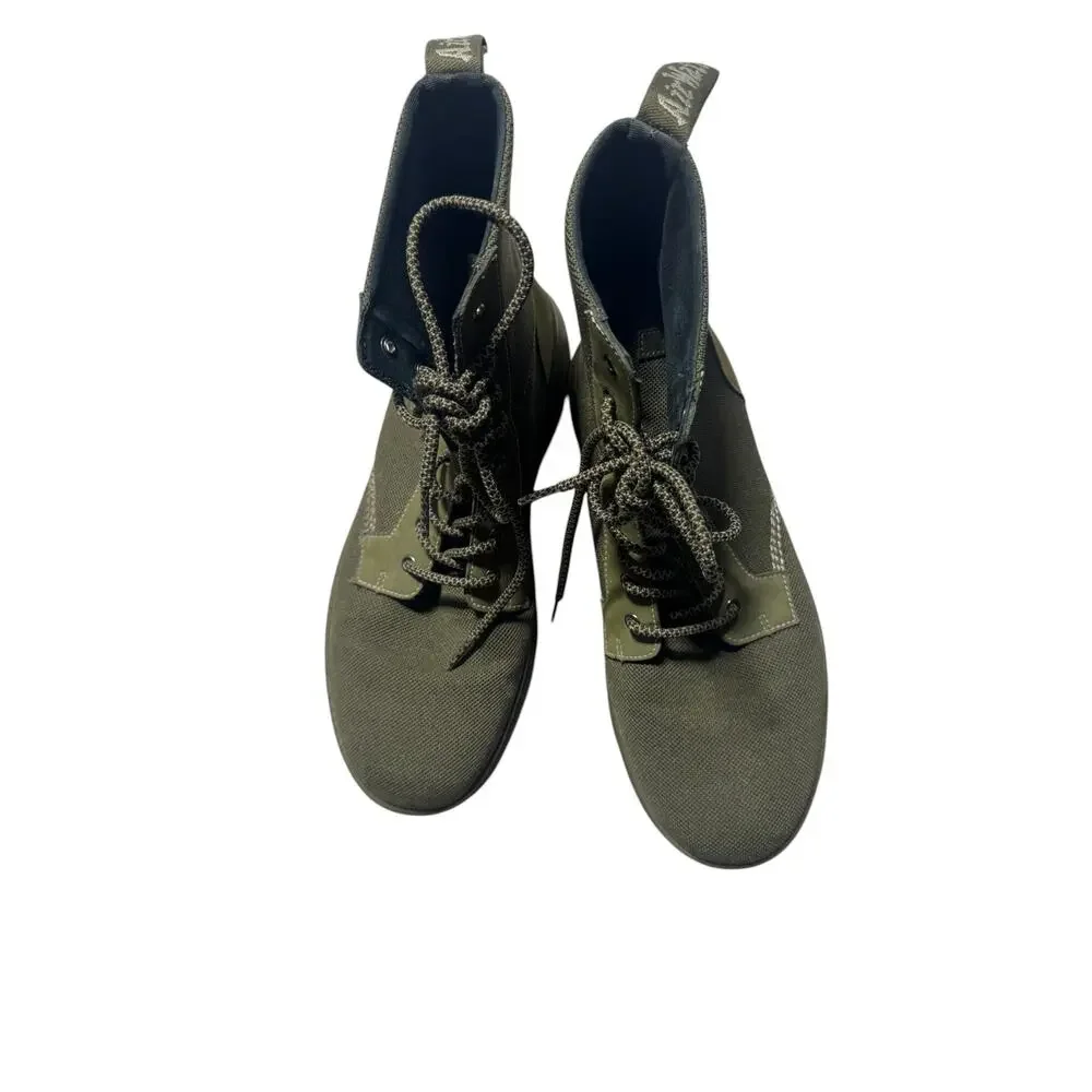 Dr. Martens Combs Tech Canvas Boots Mens 11M Olive Green Lace Up Mid Top Utility